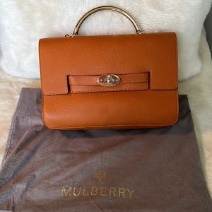 Authentic Mulberry Camel Grainy Calfskin Large Bayswater Bag